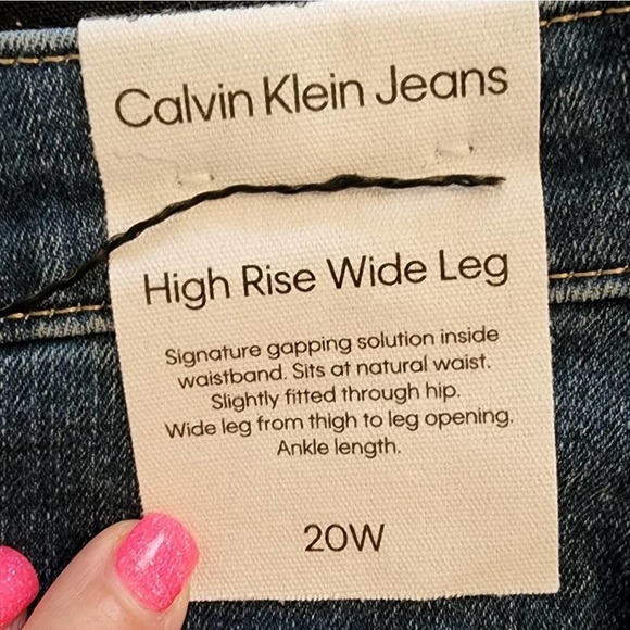 Calvin klein boho high rise wide leg cropped raw released hem jeans plus size 20 - Picture 7 of 13